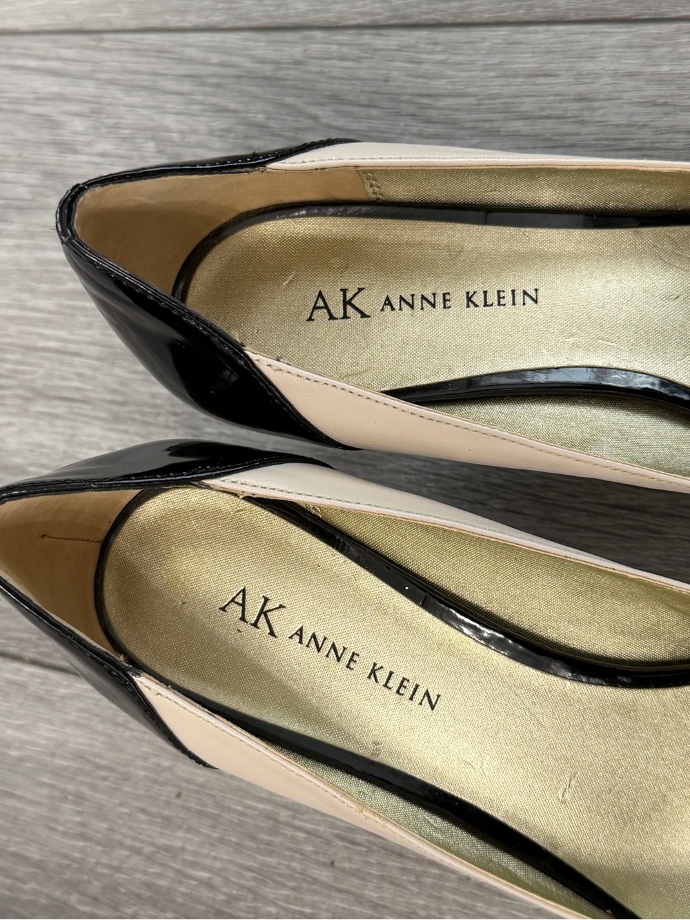Anne Klein Women’s Kitten Heels Pumps Open Toe Beige and Black - Picture 6 of 8